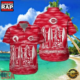 MLB Cincinnati Reds Surf And Turf Hawaiian Shirt Reds Wave Rider Aloha