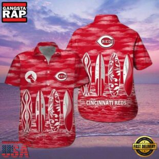 MLB Cincinnati Reds Surf And Turf Hawaiian Shirt Reds Wave Rider Aloha