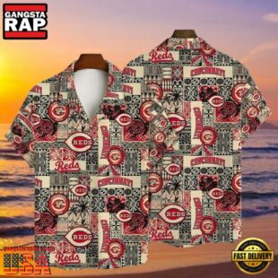 MLB Cincinnati Reds Tiki Totem Tropical Hawaiian Shirt Cultural Fusion Design