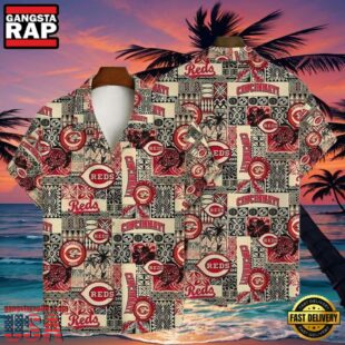 MLB Cincinnati Reds Tiki Totem Tropical Hawaiian Shirt Cultural Fusion Design