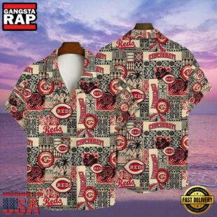 MLB Cincinnati Reds Tiki Totem Tropical Hawaiian Shirt Cultural Fusion Design