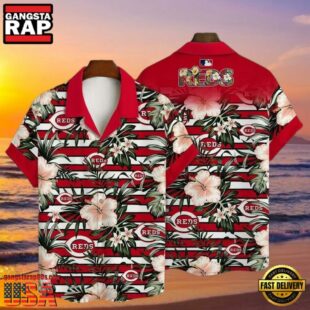 MLB Cincinnati Reds Vibrant Hibiscus Hawaiian Aloha Shirt