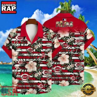 MLB Cincinnati Reds Vibrant Hibiscus Hawaiian Aloha Shirt