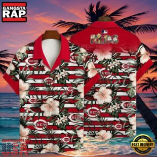 MLB Cincinnati Reds Vibrant Hibiscus Hawaiian Aloha Shirt