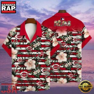 MLB Cincinnati Reds Vibrant Hibiscus Hawaiian Aloha Shirt