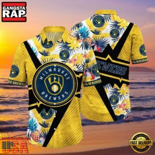 MLB Classic Pinstripe Pitch Milwaukee Brewers Hawaiian Shirt