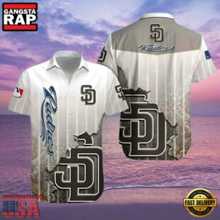 MLB Classic Pinstripe San Diego Padres Hawaiian Button-Up