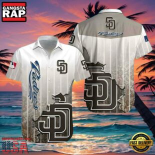 MLB Classic Pinstripe San Diego Padres Hawaiian Button-Up