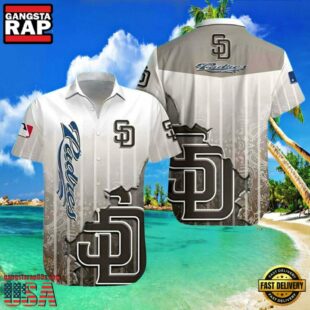 MLB Classic Pinstripe San Diego Padres Hawaiian Button-Up