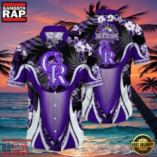 MLB Colorado Rockies Bold Purple Vortex Tropical Hawaiian Shirt