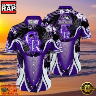 MLB Colorado Rockies Bold Purple Vortex Tropical Hawaiian Shirt