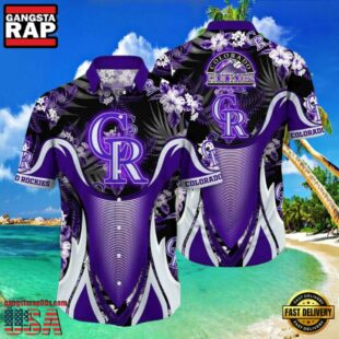 MLB Colorado Rockies Bold Purple Vortex Tropical Hawaiian Shirt