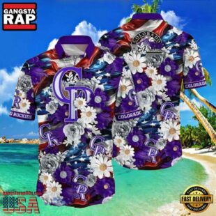 MLB Colorado Rockies Majestic Florals Hawaiian Shirt