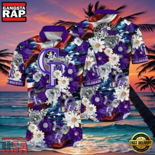 MLB Colorado Rockies Majestic Florals Hawaiian Shirt