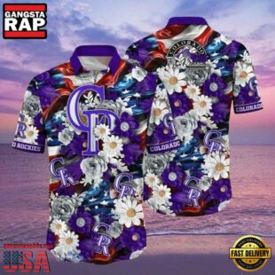 MLB Colorado Rockies Majestic Florals Hawaiian Shirt