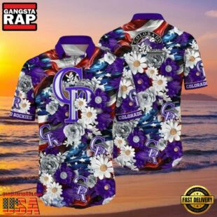 MLB Colorado Rockies Majestic Florals Hawaiian Shirt