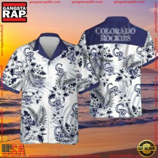 MLB Colorado Rockies Monochrome Floral Aloha Shirt