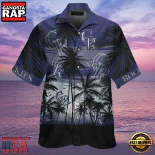 MLB Colorado Rockies Palm Night Aloha Shirt