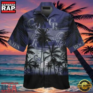 MLB Colorado Rockies Palm Night Aloha Shirt