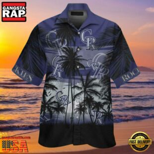 MLB Colorado Rockies Palm Night Aloha Shirt