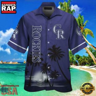 MLB Colorado Rockies Sunset Silhouette Aloha Shirt