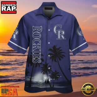 MLB Colorado Rockies Sunset Silhouette Aloha Shirt