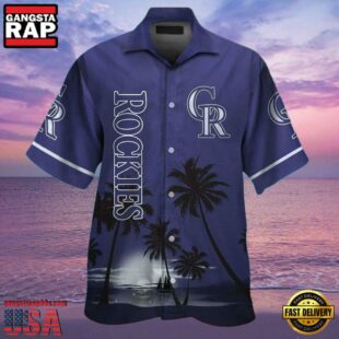 MLB Colorado Rockies Sunset Silhouette Aloha Shirt