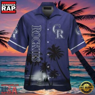 MLB Colorado Rockies Sunset Silhouette Aloha Shirt