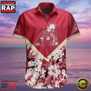 MLB Diamondbacks Floral Diagonal Stripe Aloha Shirt