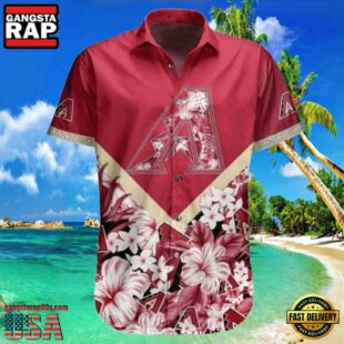 MLB Diamondbacks Floral Diagonal Stripe Aloha Shirt