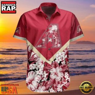 MLB Diamondbacks Floral Diagonal Stripe Aloha Shirt