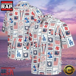 MLB Dodgers American Pastime Patriotic Hawaiian Shirt