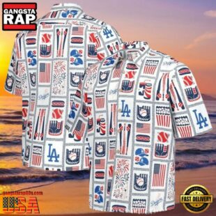 MLB Dodgers American Pastime Patriotic Hawaiian Shirt