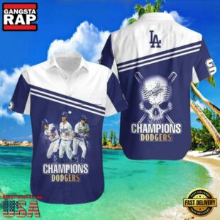 MLB Dodgers Champions Badge Hawaiian Shirt