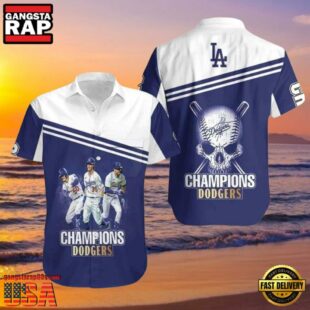 MLB Dodgers Champions Badge Hawaiian Shirt