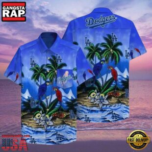 MLB Dodgers Coastal Parrots Hawaiian Shirt