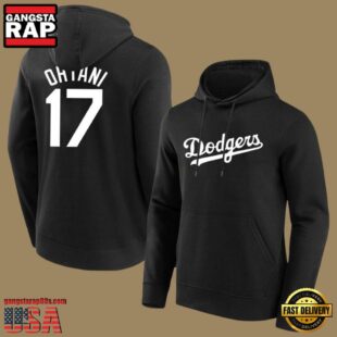 MLB Dodgers Ohtani Drawstring Pullover Hoodie Black