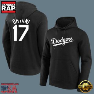 MLB Dodgers Ohtani Drawstring Pullover Hoodie Black