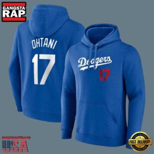 MLB Dodgers Ohtani Long Sleeve Pullover Hoodie Blue