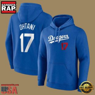 MLB Dodgers Ohtani Long Sleeve Pullover Hoodie Blue