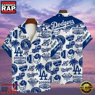 MLB Dodgers Pride Patterned LA Hawaiian Button-Up