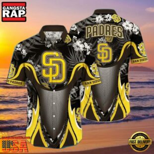 MLB Dynamic Swirls San Diego Padres Aloha Shirt Hawaiian Vibe