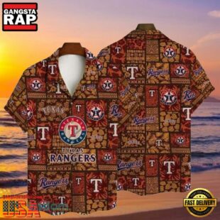 MLB Earthy Texas Rangers Tiki Pattern Aloha Shirt Tropical Essence