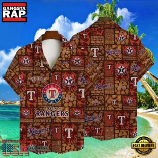 MLB Earthy Texas Rangers Tiki Pattern Aloha Shirt Tropical Essence