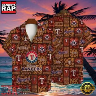 MLB Earthy Texas Rangers Tiki Pattern Aloha Shirt Tropical Essence