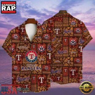 MLB Earthy Texas Rangers Tiki Pattern Aloha Shirt Tropical Essence