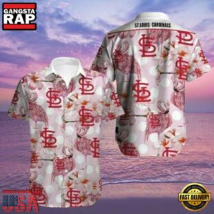 MLB Elegant Flora And Pink Flamingo Monogram St. Louis Cardinals Aloha Hawaiian Shirt