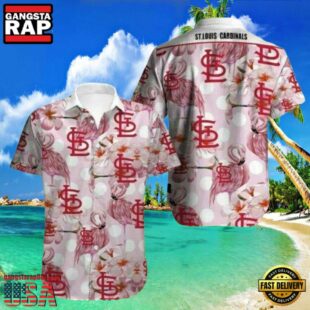 MLB Elegant Flora And Pink Flamingo Monogram St. Louis Cardinals Aloha Hawaiian Shirt