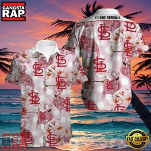 MLB Elegant Flora And Pink Flamingo Monogram St. Louis Cardinals Aloha Hawaiian Shirt