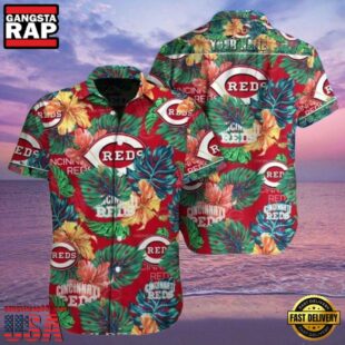 MLB Floral Frenzy Reds Paradise Cincinnati Reds Aloha Hawaiian Shirt